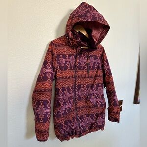 Burton Women's Ski/Snowboard Jacket - maroon and Orange Pattern